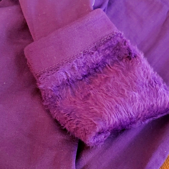 MOPAS Leggings - Seamless Fur Lined Fleece Winter Leggings in Dark Purple OSFM - Picture 6 of 6